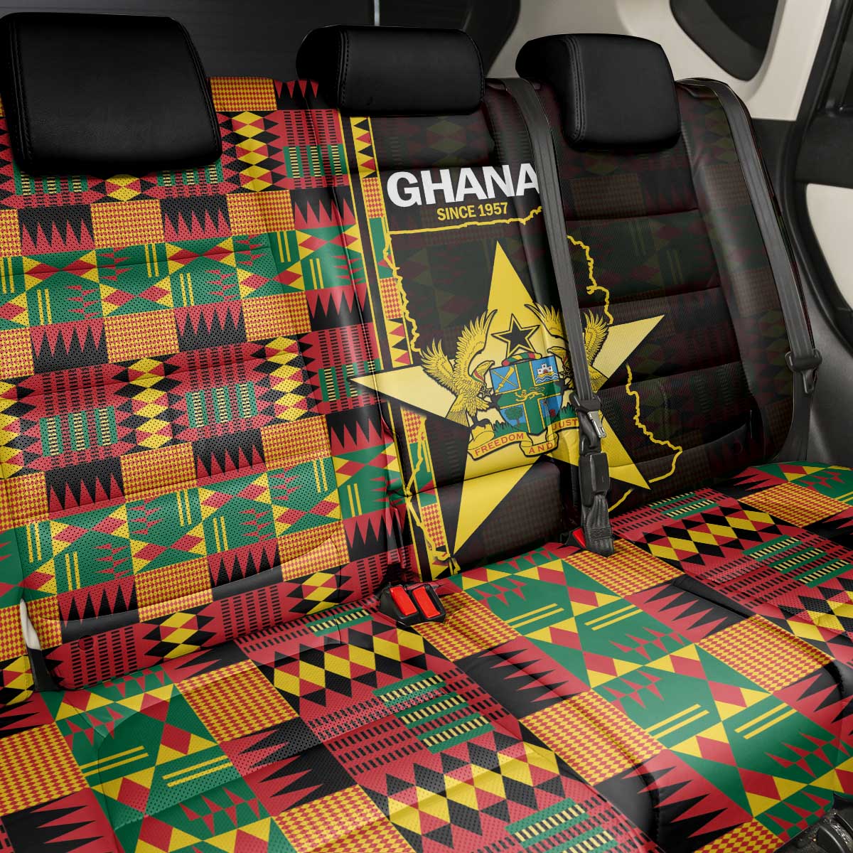 Afro Ghana Independence Day Back Car Seat Cover Ghanaian 1957 Kente Pattern