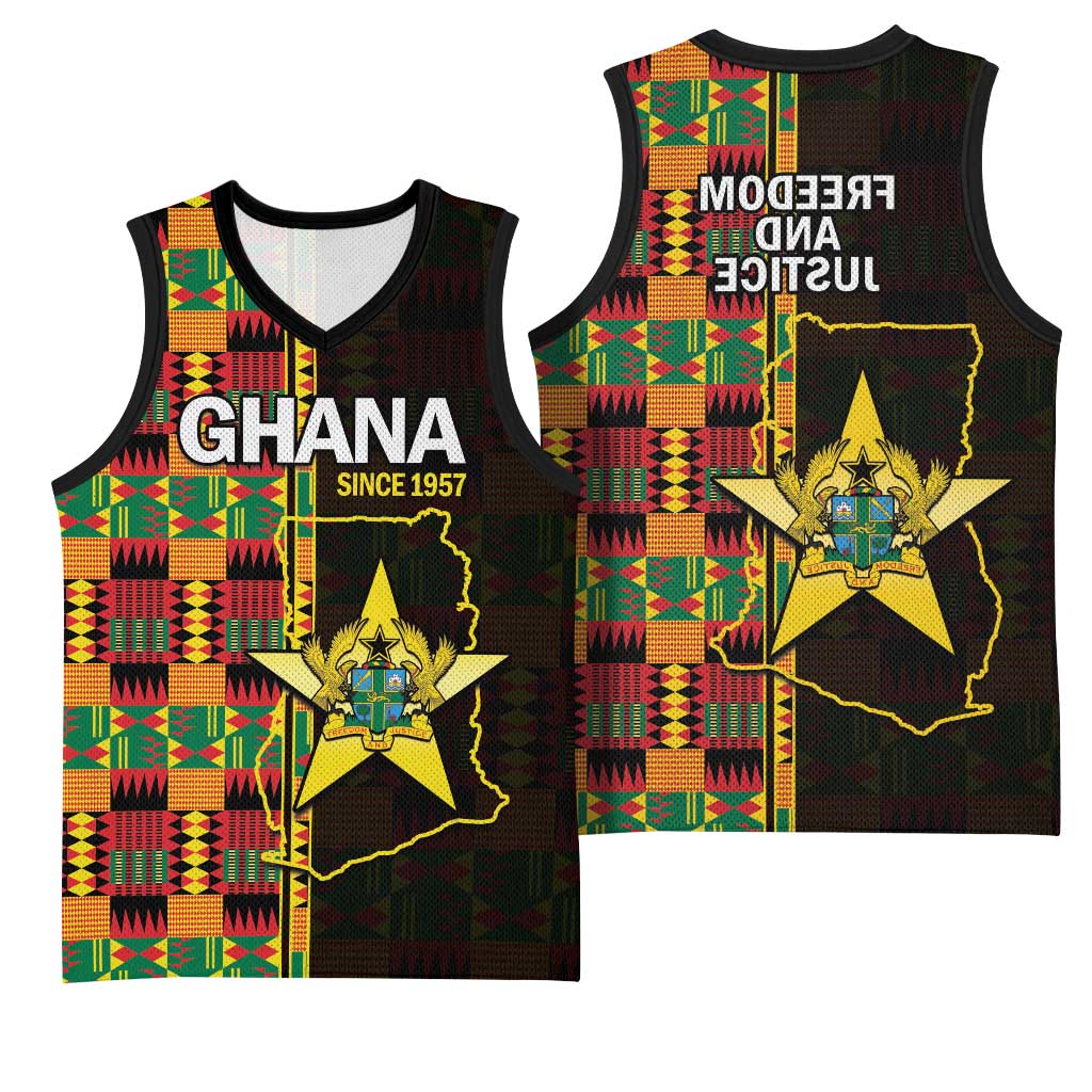 Afro Ghana Independence Day Basketball Jersey Ghanaian 1957 Kente Pattern - African Pride