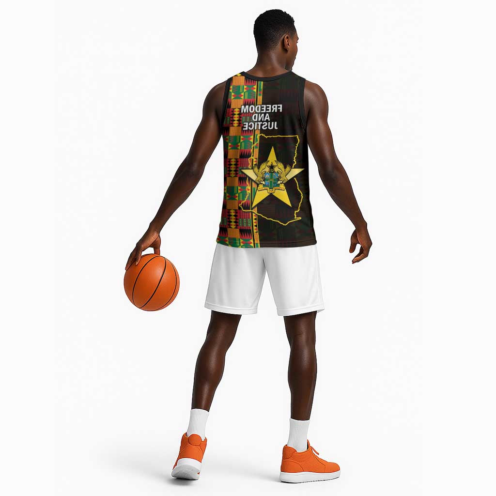 Afro Ghana Independence Day Basketball Jersey Ghanaian 1957 Kente Pattern - African Pride