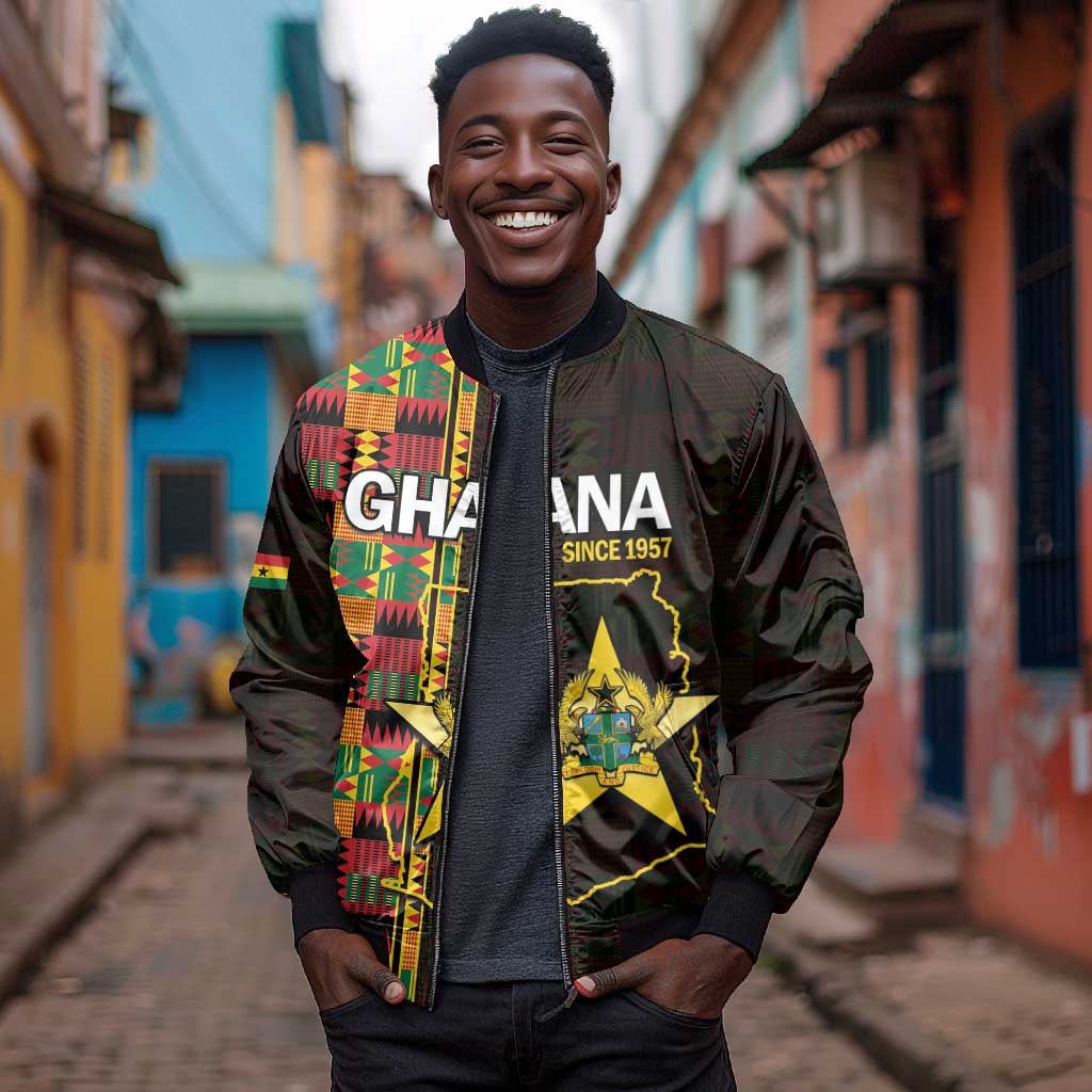 Afro Ghana Independence Day Bomber Jacket Ghanaian 1957 Kente Pattern