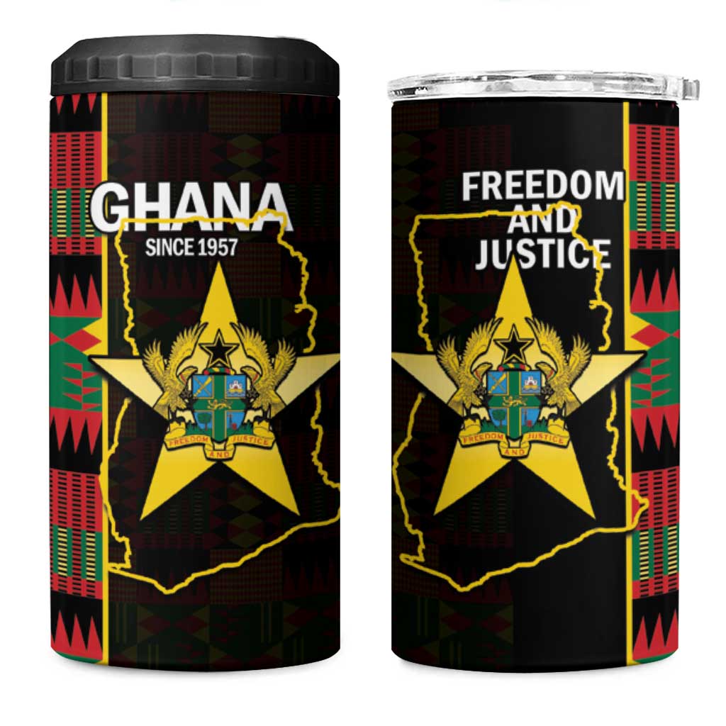 Afro Ghana Independence Day 4 in 1 Can Cooler Tumbler Ghanaian 1957 Kente Pattern