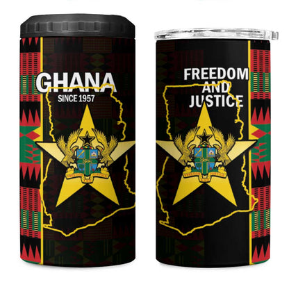 Afro Ghana Independence Day 4 in 1 Can Cooler Tumbler Ghanaian 1957 Kente Pattern
