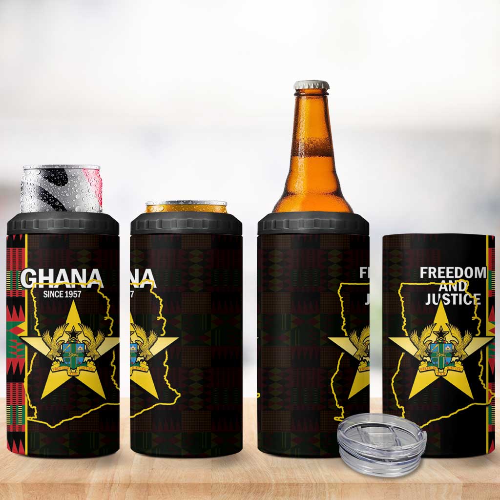 Afro Ghana Independence Day 4 in 1 Can Cooler Tumbler Ghanaian 1957 Kente Pattern