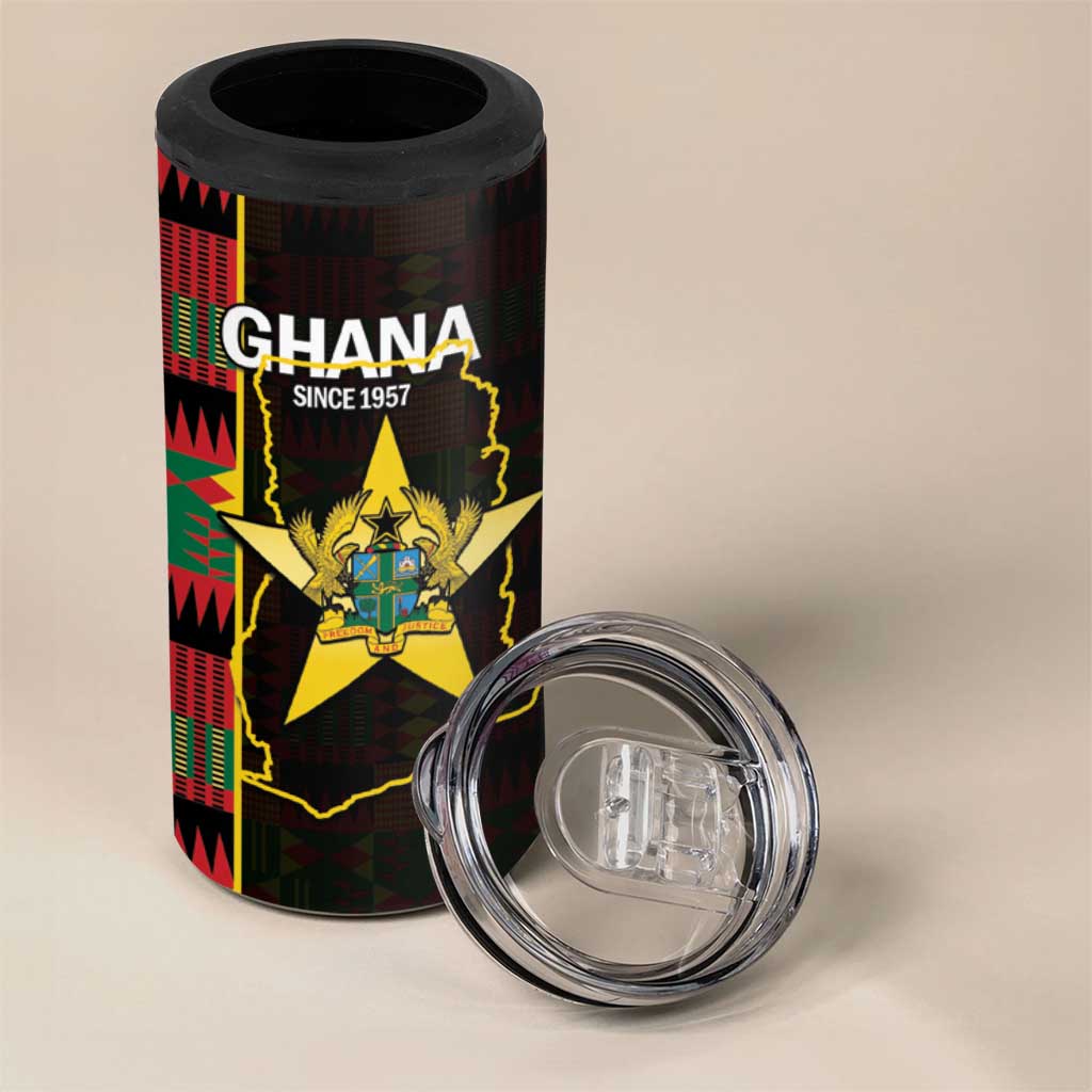 Afro Ghana Independence Day 4 in 1 Can Cooler Tumbler Ghanaian 1957 Kente Pattern