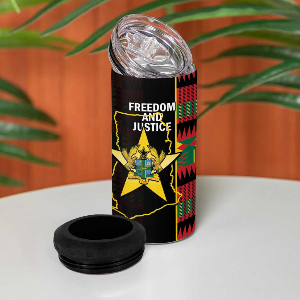 Afro Ghana Independence Day 4 in 1 Can Cooler Tumbler Ghanaian 1957 Kente Pattern