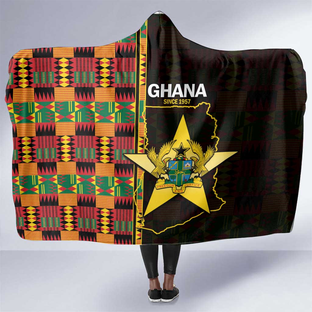 Afro Ghana Independence Day Hooded Blanket Ghanaian 1957 Kente Pattern