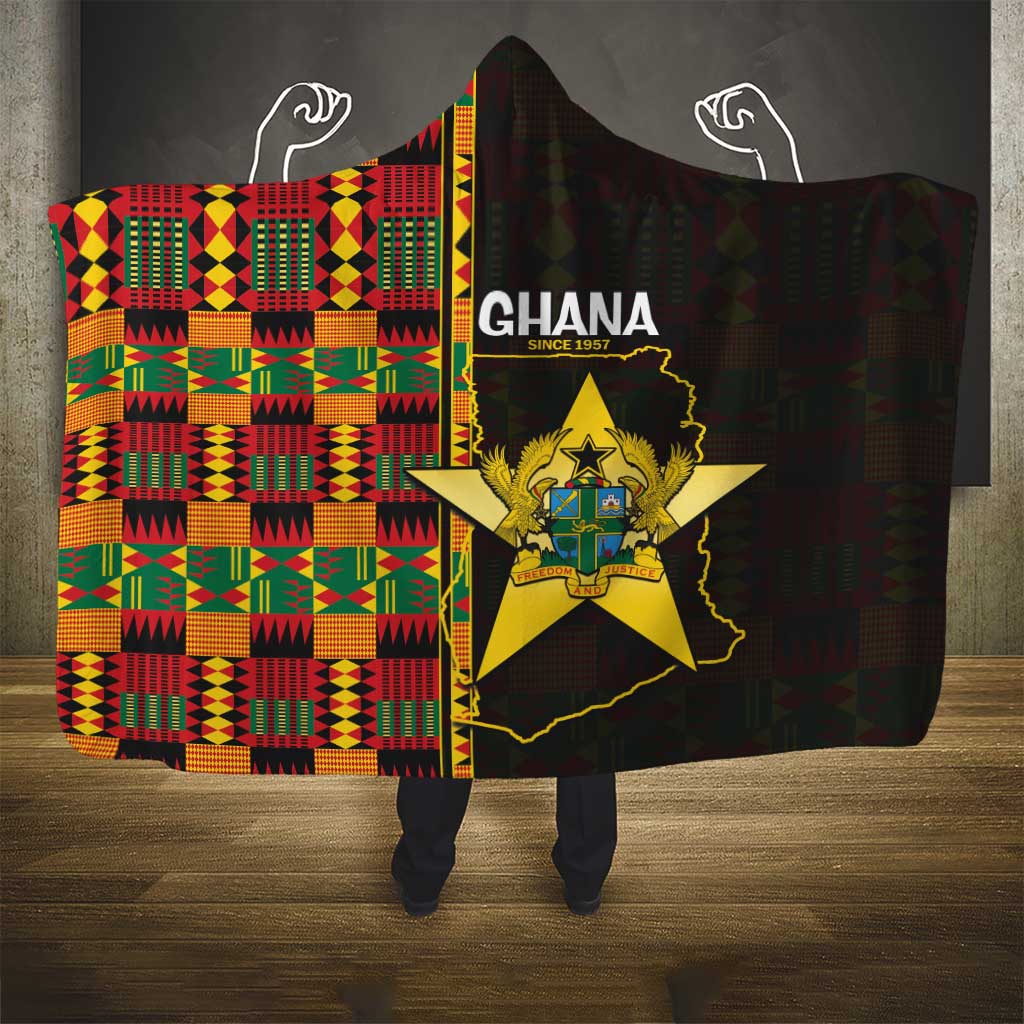 Afro Ghana Independence Day Hooded Blanket Ghanaian 1957 Kente Pattern