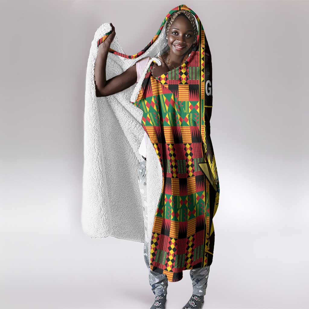 Afro Ghana Independence Day Hooded Blanket Ghanaian 1957 Kente Pattern