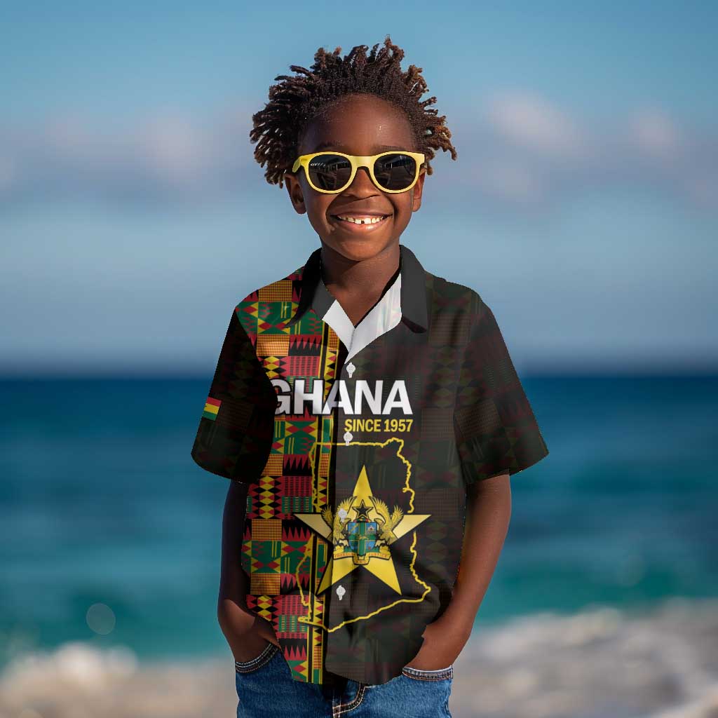 Afro Ghana Independence Day Kid Hawaiian Shirt Ghanaian 1957 Kente Pattern