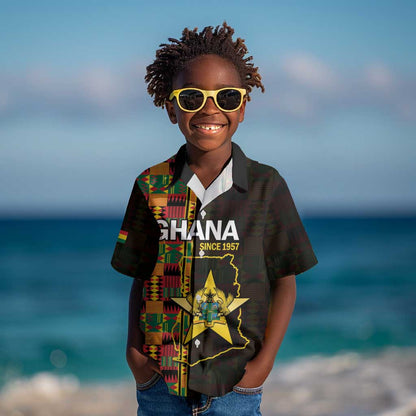 Afro Ghana Independence Day Kid Hawaiian Shirt Ghanaian 1957 Kente Pattern