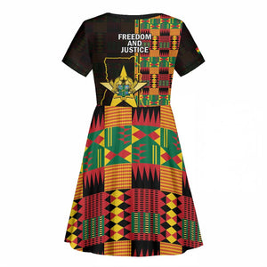 Afro Ghana Independence Day Kid Short Sleeve Dress Ghanaian 1957 Kente Pattern
