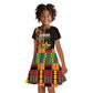 Afro Ghana Independence Day Kid Short Sleeve Dress Ghanaian 1957 Kente Pattern