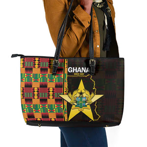 Afro Ghana Independence Day Leather Tote Bag Ghanaian 1957 Kente Pattern