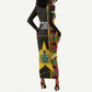 Afro Ghana Independence Day Long Sleeve Bodycon Dress Ghanaian 1957 Kente Pattern LT14
