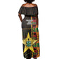 Afro Ghana Independence Day Off Shoulder Maxi Dress Ghanaian 1957 Kente Pattern