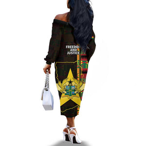 Afro Ghana Independence Day Off The Shoulder Long Sleeve Dress Ghanaian 1957 Kente Pattern