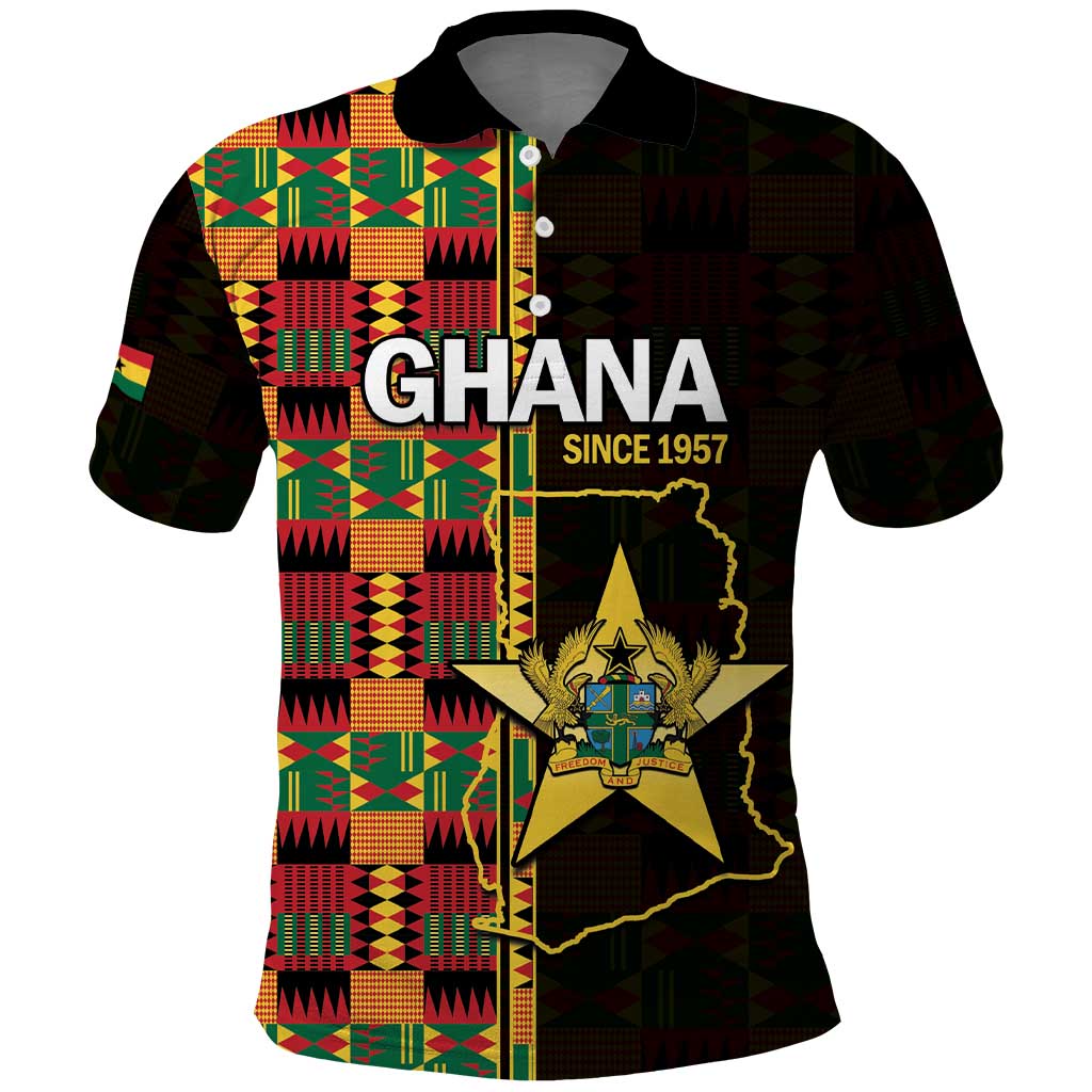 Afro Ghana Independence Day Polo Shirt Ghanaian 1957 Kente Pattern