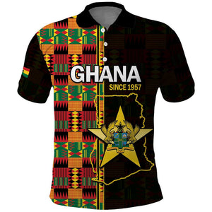 Afro Ghana Independence Day Polo Shirt Ghanaian 1957 Kente Pattern