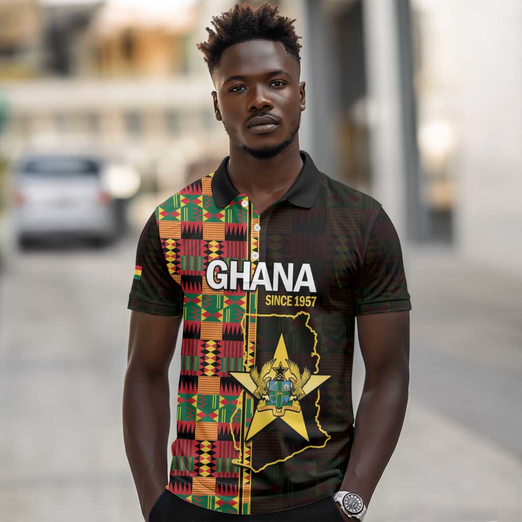 Afro Ghana Independence Day Polo Shirt Ghanaian 1957 Kente Pattern