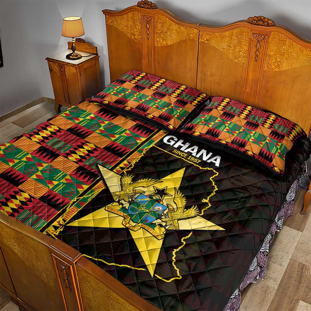 Afro Ghana Independence Day Quilt Bed Set Ghanaian 1957 Kente Pattern