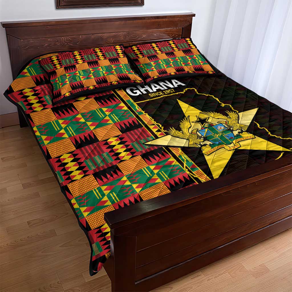 Afro Ghana Independence Day Quilt Bed Set Ghanaian 1957 Kente Pattern