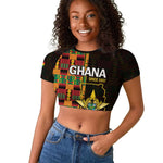 Afro Ghana Independence Day Raglan Cropped T shirt Ghanaian 1957 Kente Pattern