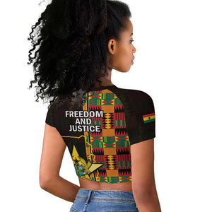 Afro Ghana Independence Day Raglan Cropped T shirt Ghanaian 1957 Kente Pattern