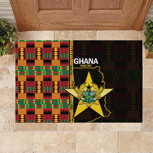 Afro Ghana Independence Day Rubber Doormat Ghanaian 1957 Kente Pattern