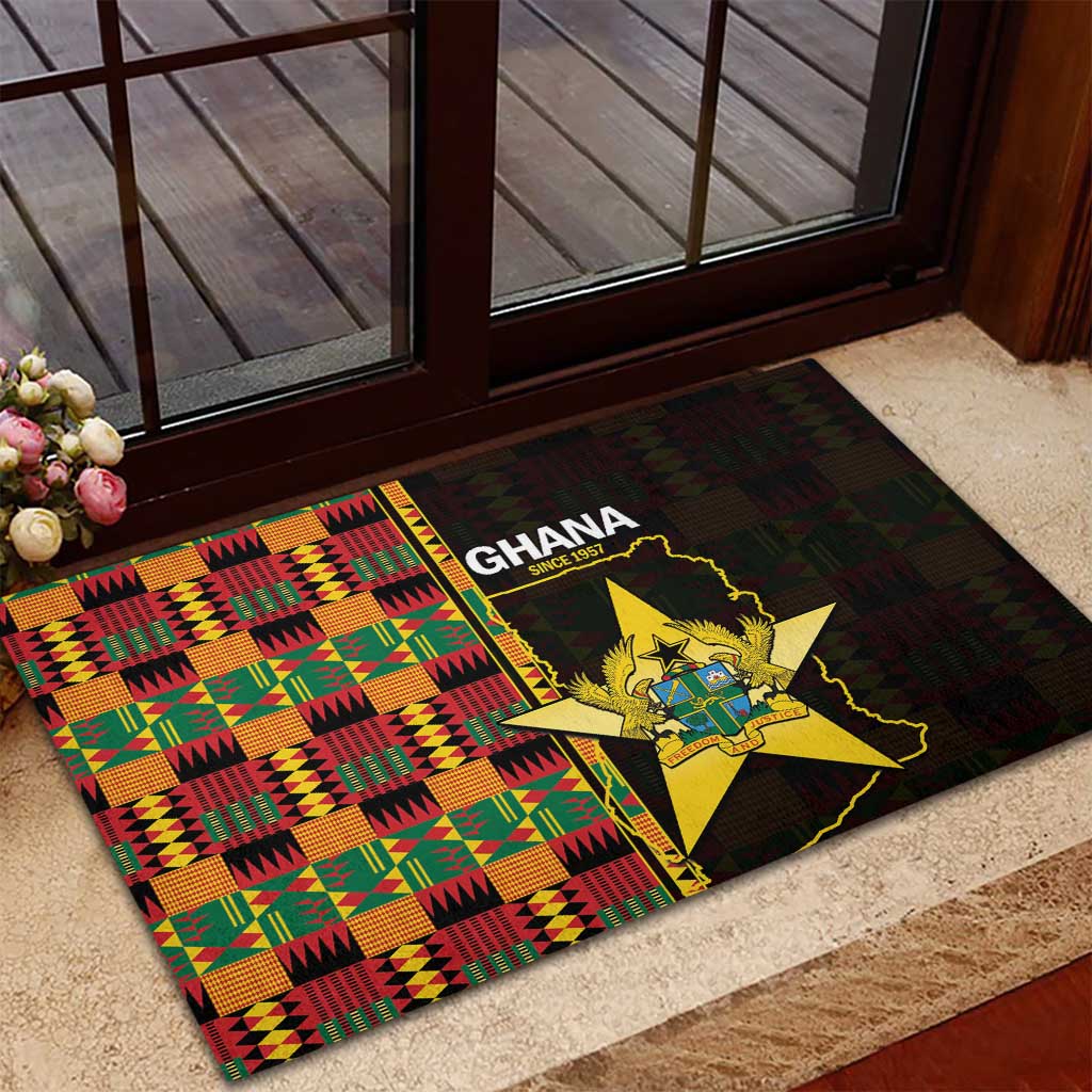 Afro Ghana Independence Day Rubber Doormat Ghanaian 1957 Kente Pattern