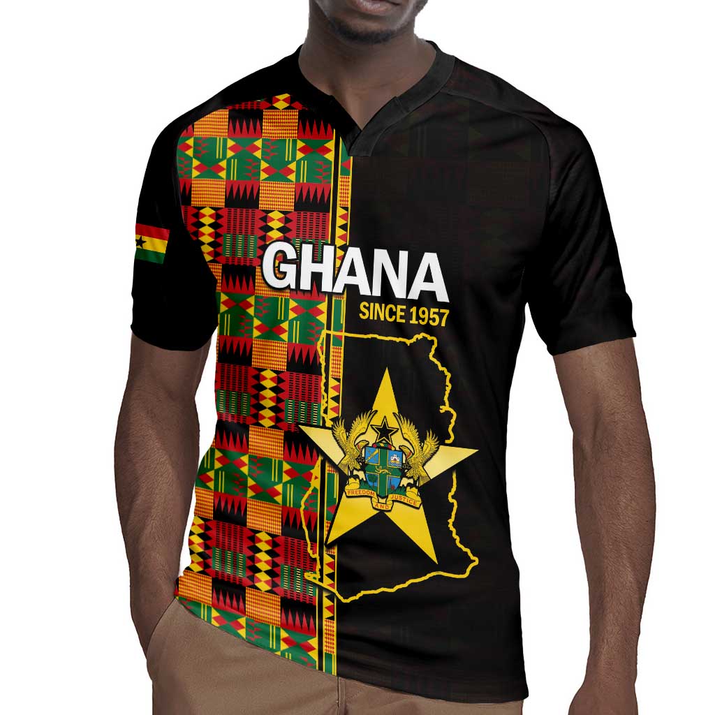 Afro Ghana Independence Day Rugby Jersey Ghanaian 1957 Kente Pattern