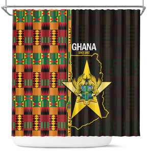 Afro Ghana Independence Day Shower Curtain Ghanaian 1957 Kente Pattern