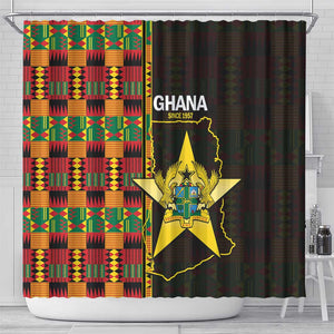 Afro Ghana Independence Day Shower Curtain Ghanaian 1957 Kente Pattern