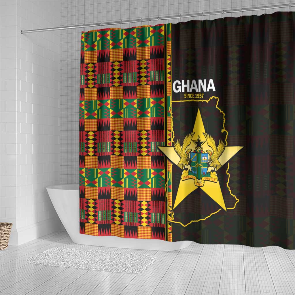 Afro Ghana Independence Day Shower Curtain Ghanaian 1957 Kente Pattern