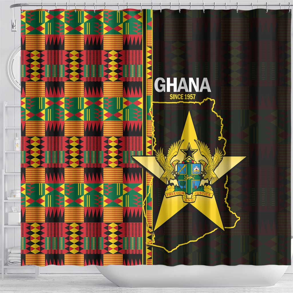 Afro Ghana Independence Day Shower Curtain Ghanaian 1957 Kente Pattern