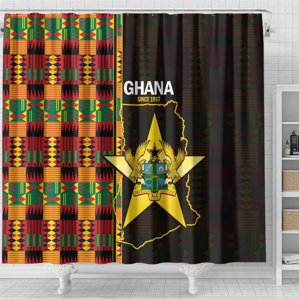 Afro Ghana Independence Day Shower Curtain Ghanaian 1957 Kente Pattern