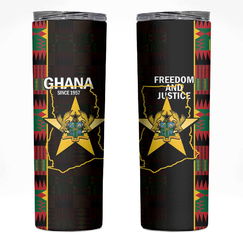 Afro Ghana Independence Day Skinny Tumbler Ghanaian 1957 Kente Pattern