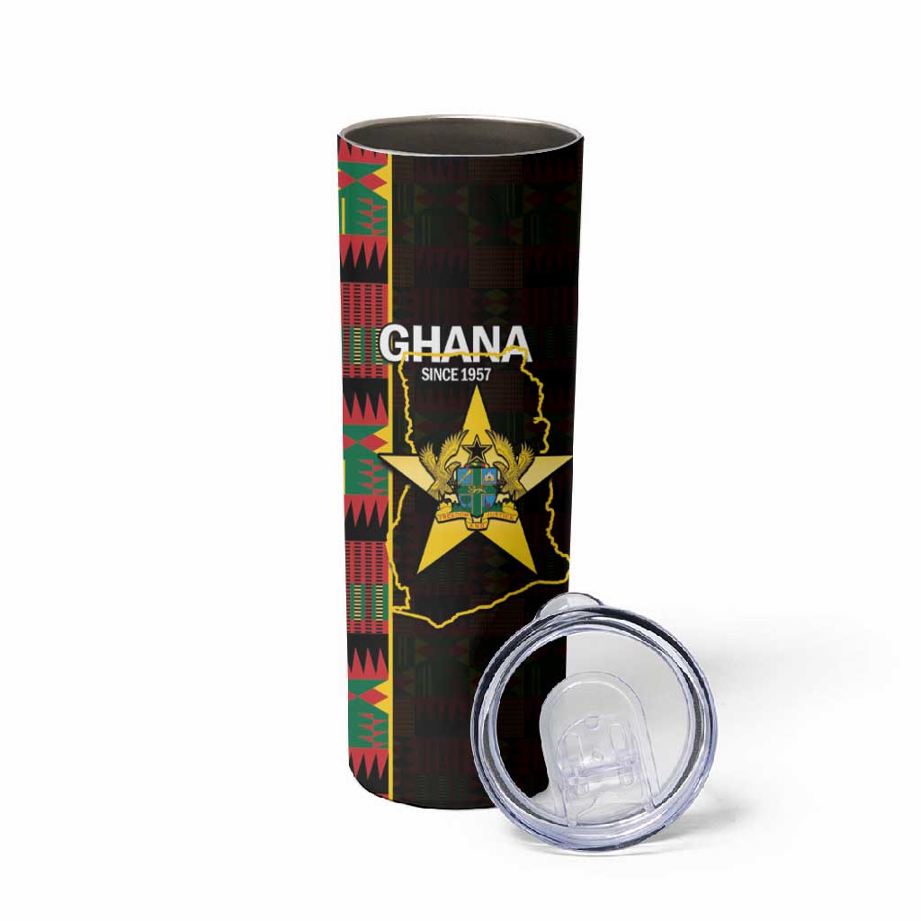 Afro Ghana Independence Day Skinny Tumbler Ghanaian 1957 Kente Pattern