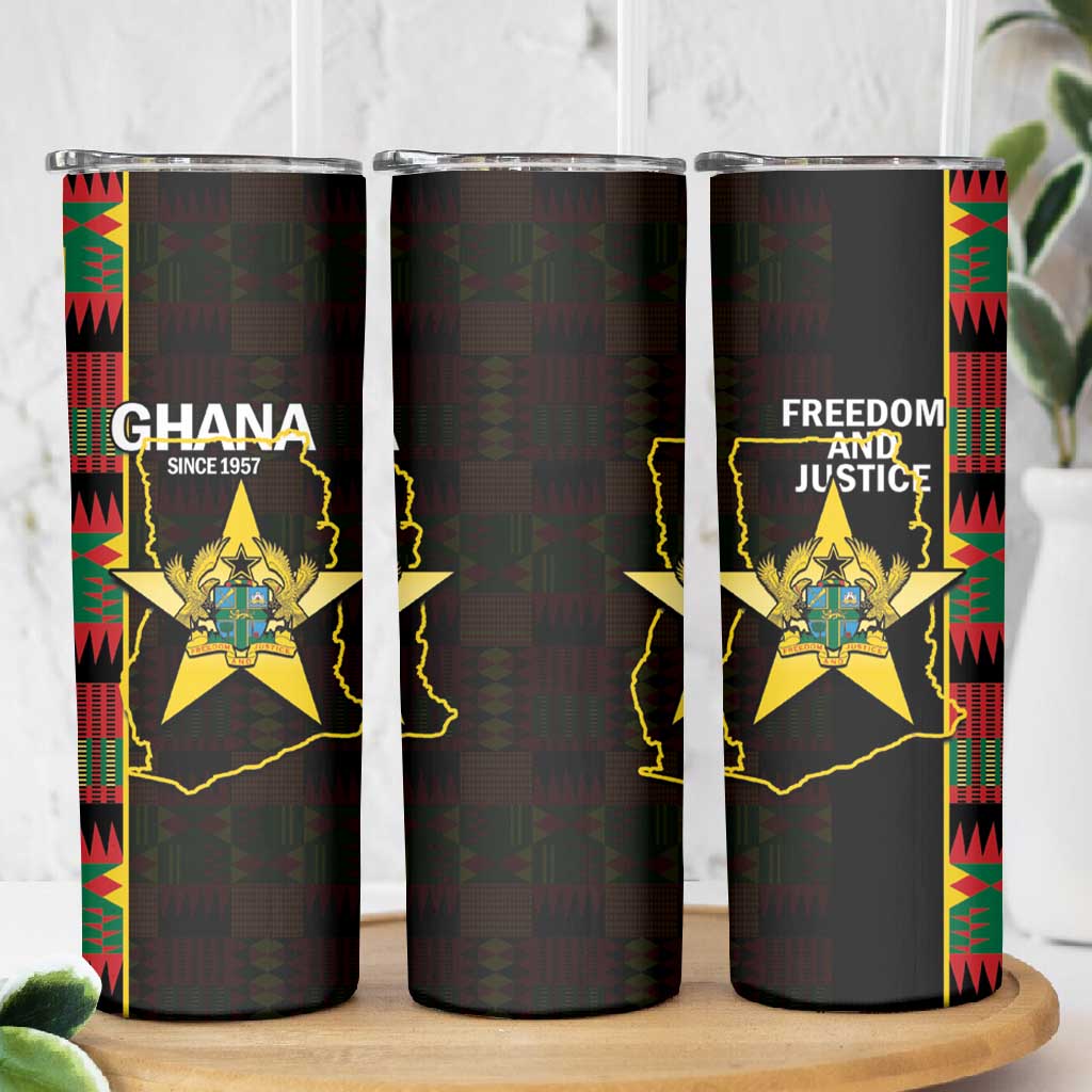 Afro Ghana Independence Day Skinny Tumbler Ghanaian 1957 Kente Pattern