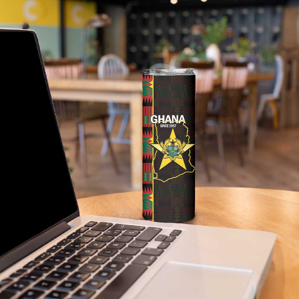 Afro Ghana Independence Day Skinny Tumbler Ghanaian 1957 Kente Pattern