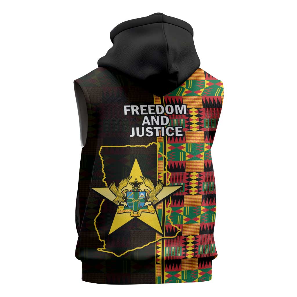 Afro Ghana Independence Day Sleeveless Hoodie Ghanaian 1957 Kente Pattern - African Pride