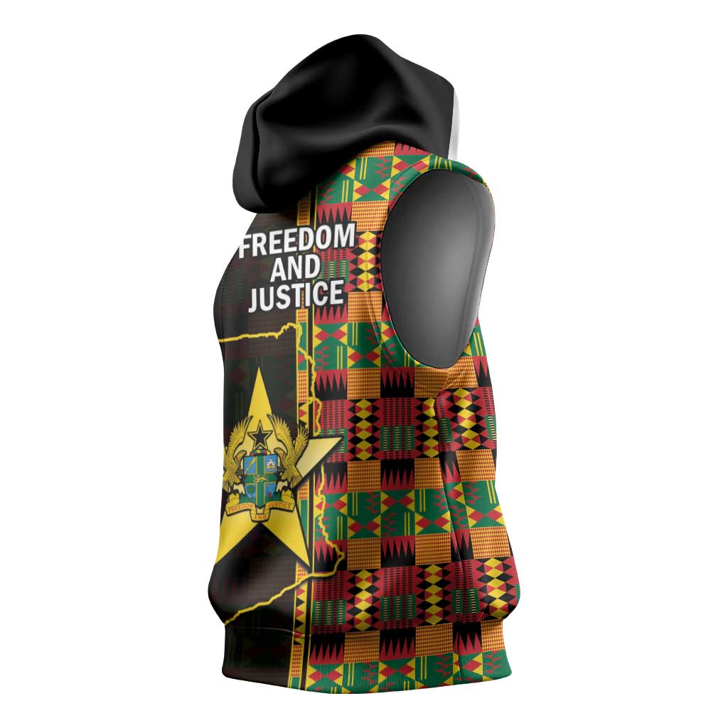 Afro Ghana Independence Day Sleeveless Hoodie Ghanaian 1957 Kente Pattern - African Pride
