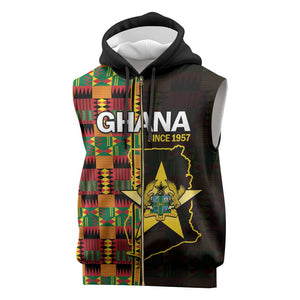 Afro Ghana Independence Day Sleeveless Zip Hoodie Ghanaian 1957 Kente Pattern - African Pride