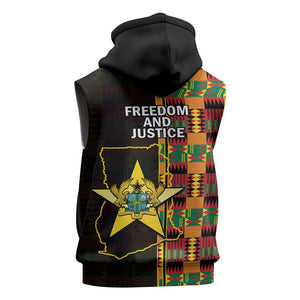 Afro Ghana Independence Day Sleeveless Zip Hoodie Ghanaian 1957 Kente Pattern - African Pride
