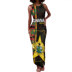 Afro Ghana Independence Day Tank Maxi Dress Ghanaian 1957 Kente Pattern