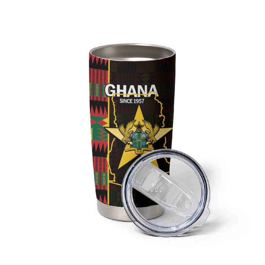 Afro Ghana Independence Day Tumbler Cup Ghanaian 1957 Kente Pattern