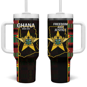 Afro Ghana Independence Day Tumbler With Handle Ghanaian 1957 Kente Pattern