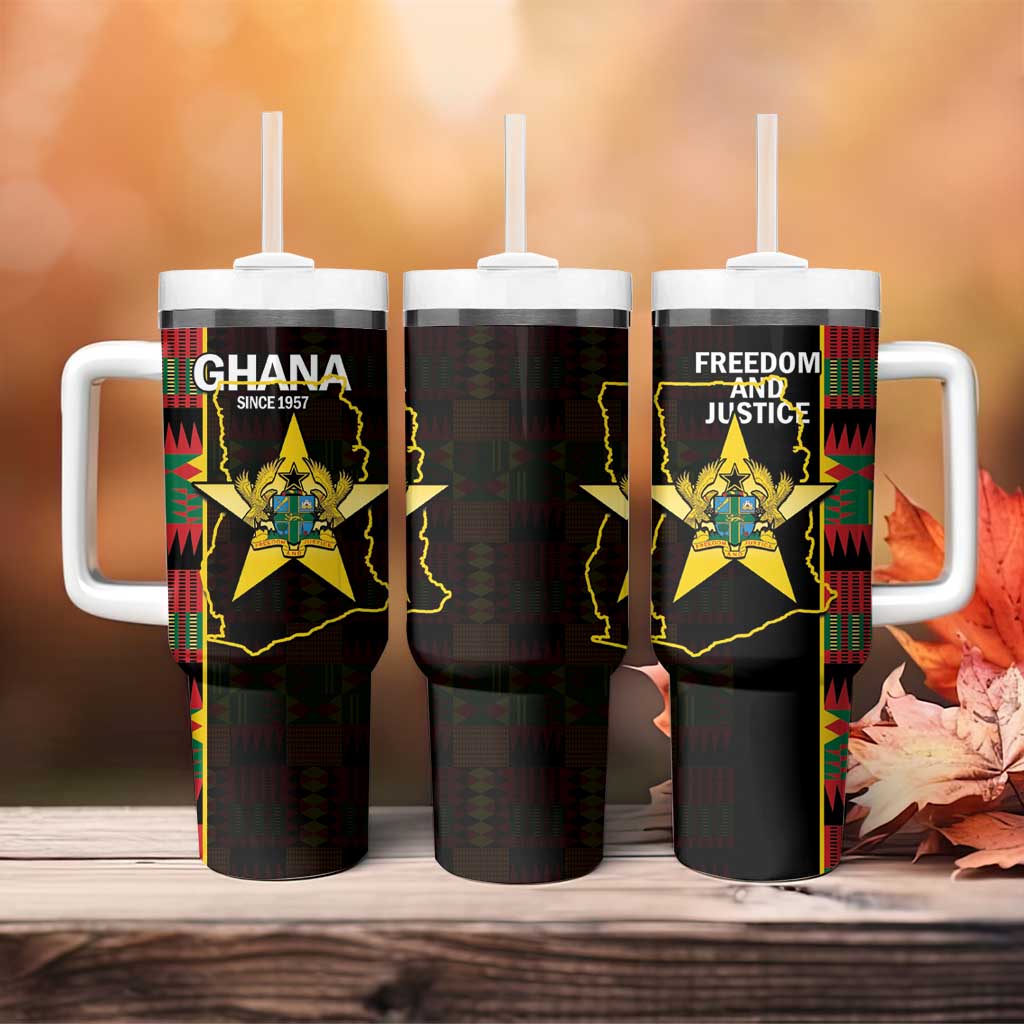 Afro Ghana Independence Day Tumbler With Handle Ghanaian 1957 Kente Pattern
