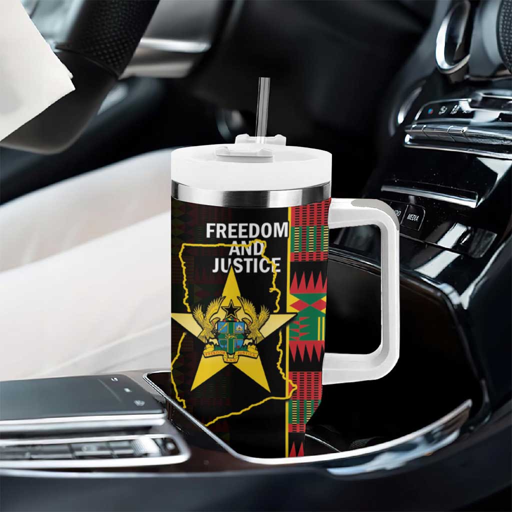 Afro Ghana Independence Day Tumbler With Handle Ghanaian 1957 Kente Pattern