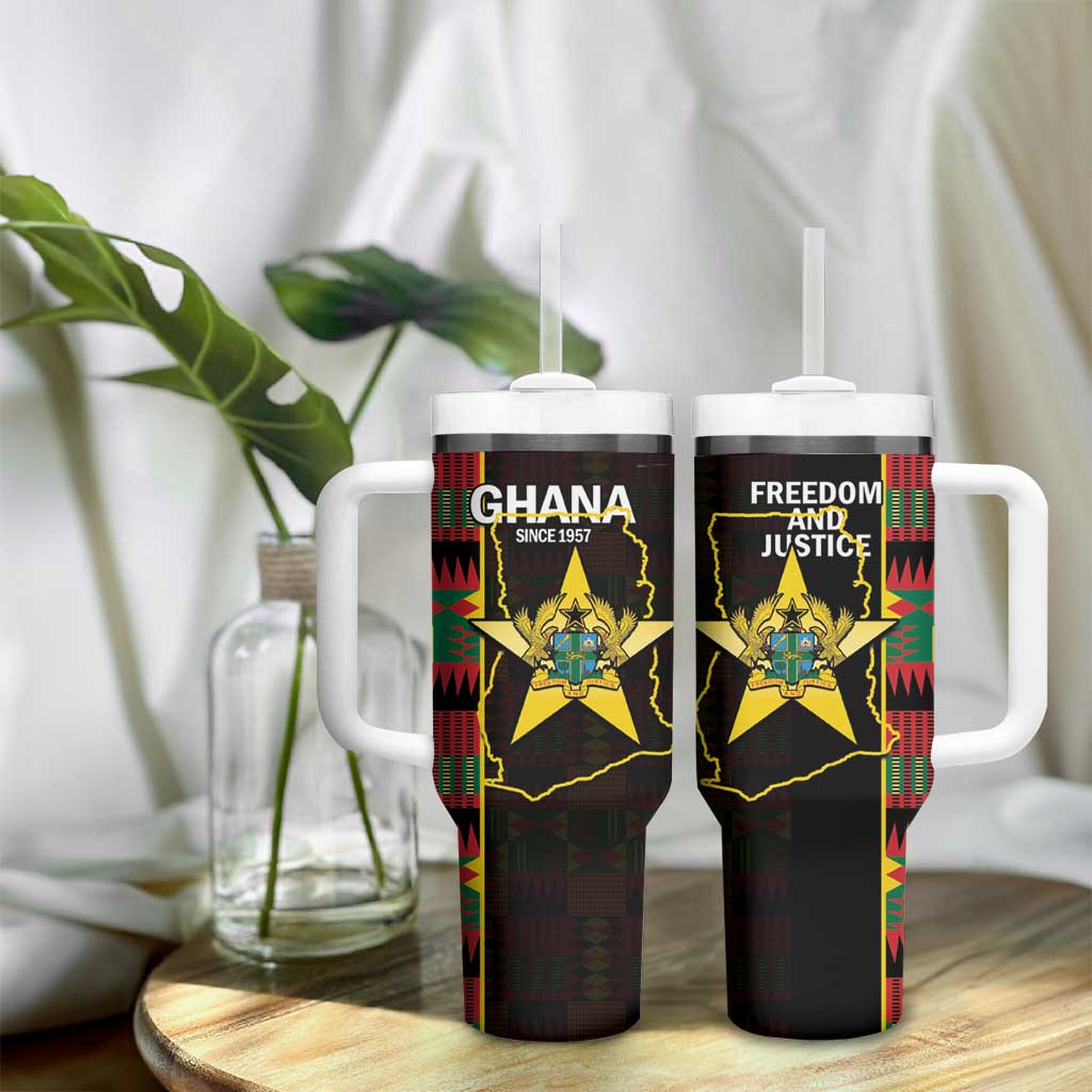 Afro Ghana Independence Day Tumbler With Handle Ghanaian 1957 Kente Pattern