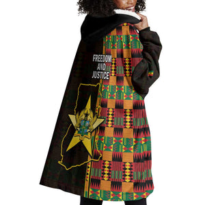 Afro Ghana Independence Day Wearable Blanket Hoodie Ghanaian 1957 Kente Pattern